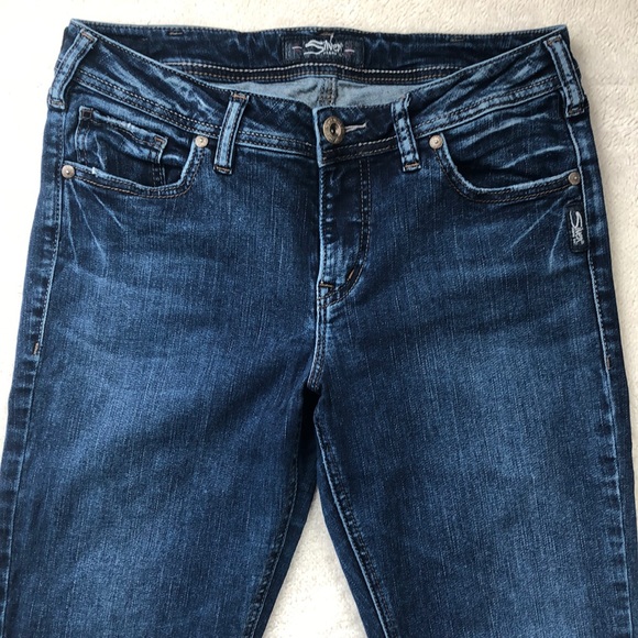 Silver Jeans Dark Indigo Avery Stretch Slim Bootcut Jeans Size 30 - Picture 3 of 15